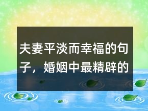 夫妻平淡而幸福的句子，婚姻中最精辟的一句话223条