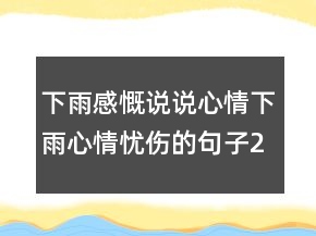 下雨感慨说说心情下雨心情忧伤的句子205条