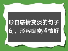 形容感情变淡的句子句，形容闺蜜感情好的句子223条