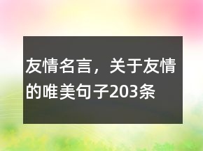 友情名言，关于友情的唯美句子203条