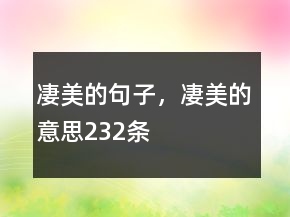 凄美的句子，凄美的意思232条
