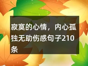 寂寞的心情，内心孤独无助伤感句子210条