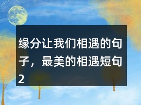 缘分让我们相遇的句子，最美的相遇短句220条
