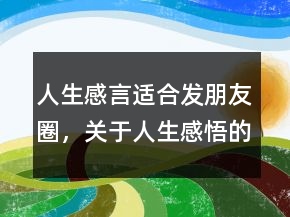 人生感言适合发朋友圈，关于人生感悟的句子228条