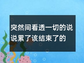 突然间看透一切的说说累了,该结束了的说说231条