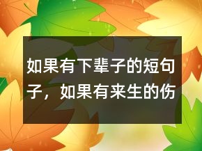 如果有下辈子的短句子，如果有来生的伤感句子215条