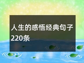 人生的感悟经典句子220条