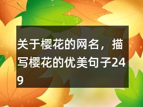 关于樱花的网名，描写樱花的优美句子249条