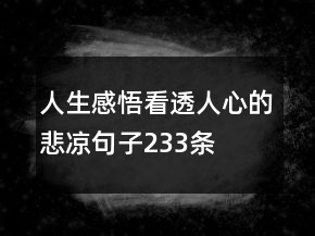 人生感悟：看透人心的悲凉句子233条