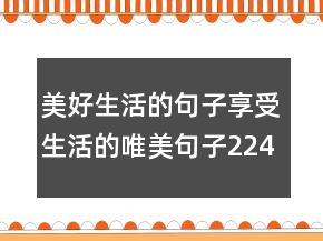 美好生活的句子享受生活的唯美句子224条