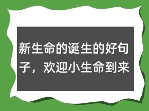 新生命的诞生的好句子，欢迎小生命到来的句子238条