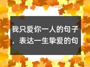 我只爱你一人的句子，表达一生挚爱的句子250条