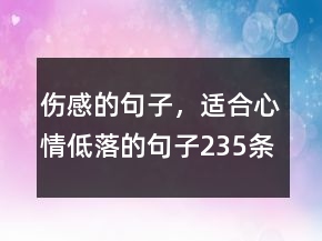 伤感的句子，适合心情低落的句子235条