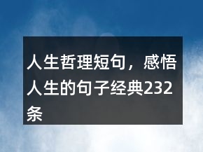 人生哲理短句，感悟人生的句子经典232条