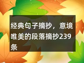 经典句子摘抄，意境唯美的段落摘抄239条