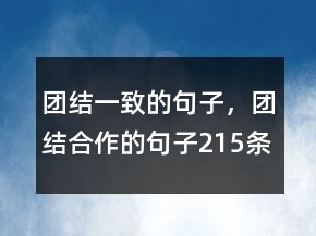 团结一致的句子，团结合作的句子215条