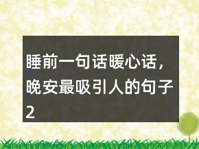 睡前一句话暖心话，晚安最吸引人的句子212条