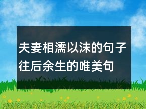 夫妻相濡以沫的句子,往后余生的唯美句子237条