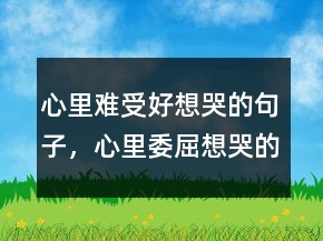 心里难受好想哭的句子，心里委屈想哭的句子231条