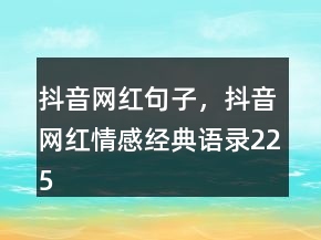 抖音网红句子，抖音网红情感经典语录225条