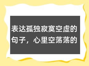 表达孤独寂寞空虚的句子，心里空荡荡的唯美句子207条