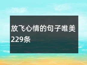 放飞心情的句子唯美229条