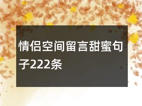 情侣空间留言甜蜜句子222条