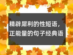 精辟犀利的性短语，正能量的句子经典语句214条