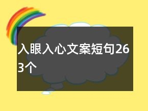 入眼入心文案短句263个