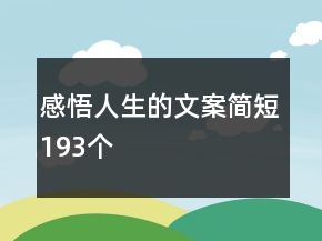 感悟人生的文案简短193个