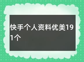 快手个人资料优美191个
