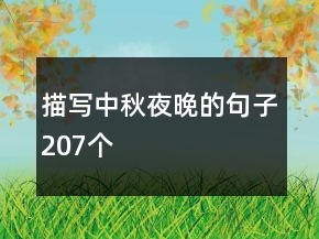 描写中秋夜晚的句子207个