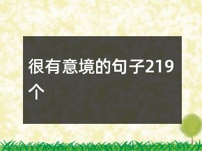 很有意境的句子219个