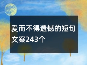 爱而不得遗憾的短句文案243个