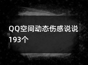 QQ空间动态伤感说说193个
