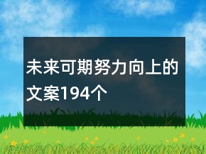 未来可期努力向上的文案194个