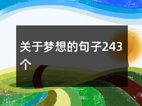 关于梦想的句子243个