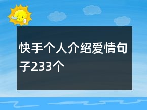 快手个人介绍爱情句子233个