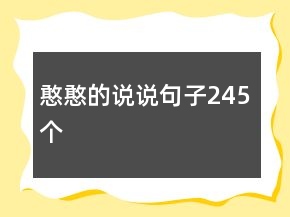 憨憨的说说句子245个