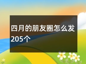 四月的朋友圈怎么发205个