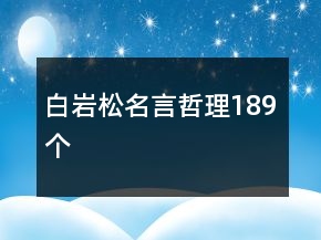 白岩松名言哲理189个