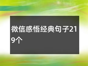微信感悟经典句子219个