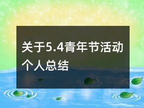 关于5.4青年节活动个人总结