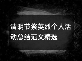 清明节祭英烈个人活动总结范文精选