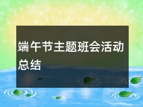 端午节主题班会活动总结