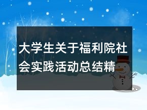 大学生关于福利院社会实践活动总结精选