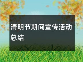 清明节期间宣传活动总结
