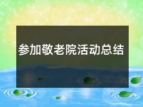 参加敬老院活动总结