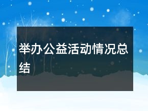 举办公益活动情况总结