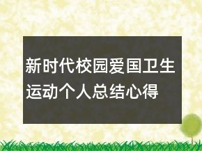 新时代校园爱国卫生运动个人总结心得精选